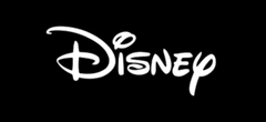 White Disney logo on a black background