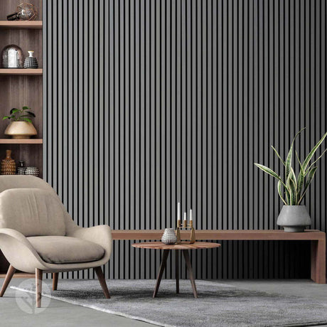 Acupanel® Coloured Dusty Grey Acoustic Slat Wall Panels - WVH Pro Australia