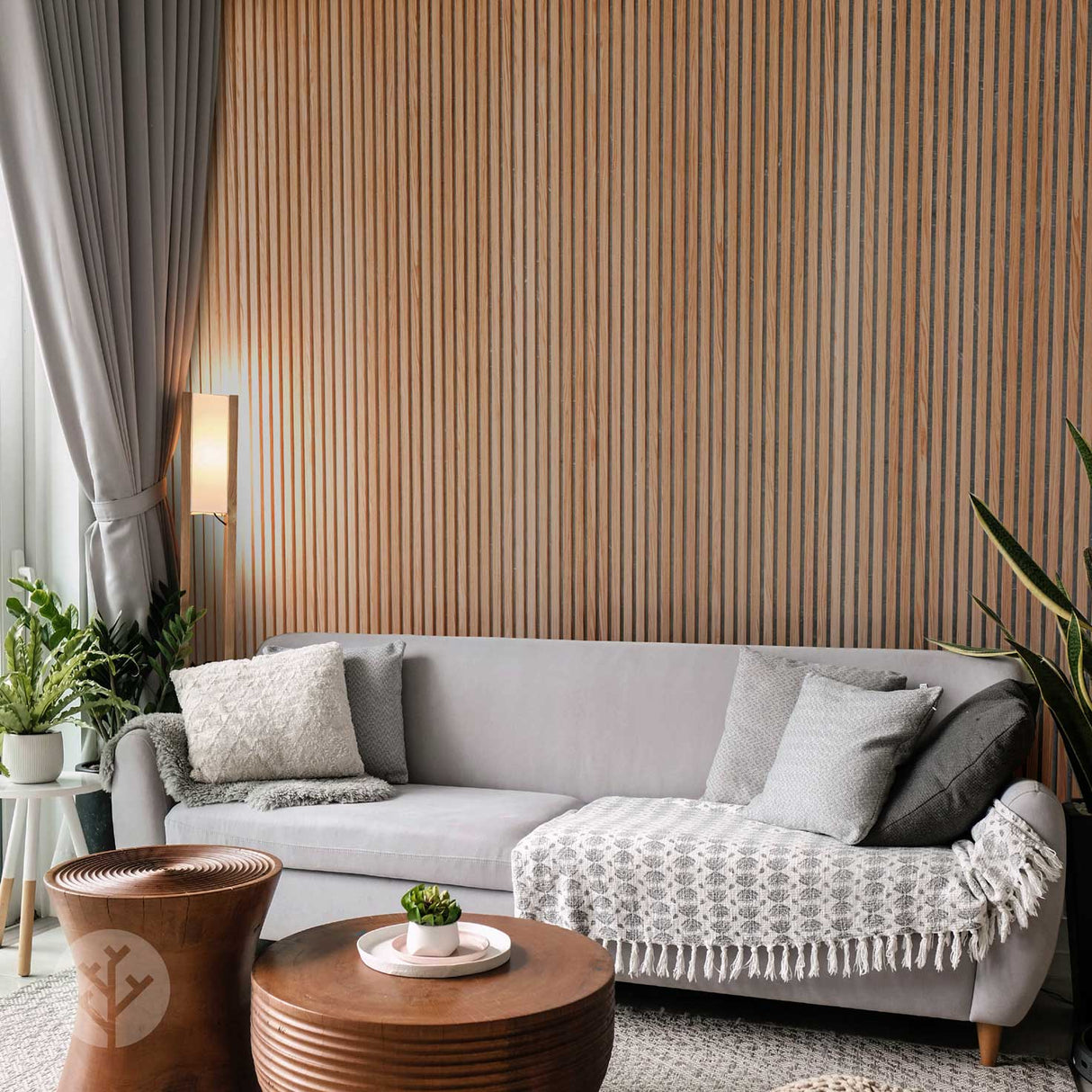 Acupanel® Natural Oak (Grey Felt) Acoustic Slat Wood Wall Panels - WVH Pro Australia