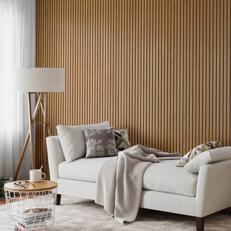 Acupanel® Natural Oak (Grey Felt) Acoustic Slat Wood Wall Panels - WVH Pro Australia